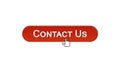 Contact us web interface button clicked with mouse cursor, wine red color, help Royalty Free Stock Photo