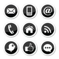 Contact, web, blog and social media round icons - twitter, facebook, rss Royalty Free Stock Photo