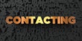 Contacting - Gold text on black background - 3D rendered royalty free stock picture