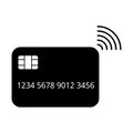 Contactless card icon and credit card symbol. Cashless purchases design. Vector black illustration isolated on white