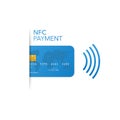 Contactless credit card icon, card with radio wave outside sign, credit card payment