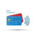 Contactless credit card icon, card with radio wave outside sign, credit card payment
