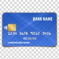 Contactless Credit Card isolated on transparent background. Mock Up Template.