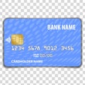 Contactless Credit Card isolated on transparent background. Mock Up Template.