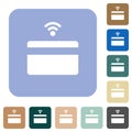 Contactless credit card rounded square flat icons Royalty Free Stock Photo