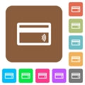 Contactless credit card rounded square flat icons Royalty Free Stock Photo