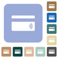 Contactless credit card rounded square flat icons Royalty Free Stock Photo