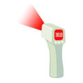 Contactless Infrared Thermometer icon in flat style isolated on white background shows the heat temperature