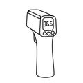 Contactless Infrared Thermometer icon inline art style isolated on white background shows the normal temperature