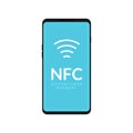 Contactless NFC wireless pay mobile sign logo. Credit card nfc payment vector concept
