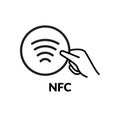 Contactless NFC wireless pay sign logo. Credit card nfc payment vector concept
