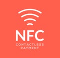 Contactless NFC wireless pay sign logo. Credit card nfc payment vector concept