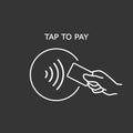 Contactless payment, credit card and hand tap pay wave logo. Vector wireless NFC and contactless pay pass