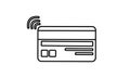 Contactless payment icon, bank card with radio wave outside sign.isolated icon, vector illustration. Rear side plastic