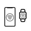 Contactless payment icon card phone watch vector