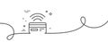 Contactless payment line icon. Credit card sign. Continuous line with curl. Vector