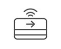Contactless payment line icon. Credit card sign.