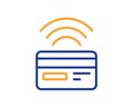 Contactless payment line icon. Credit card sign. Vector