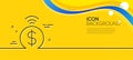 Contactless payment line icon. Dollar exchange sign. Minimal line yellow banner. Vector