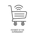 Contactless payment line icon vector supermarket trolley Royalty Free Stock Photo