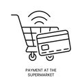 Contactless payment line icon vector supermarket trolley Royalty Free Stock Photo