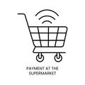 Contactless payment line icon vector supermarket trolley Royalty Free Stock Photo