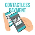 Contactless Payment Mobile Scan QR Code Cashless Society illustration