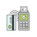 Contactless payment purchase vector icon in a flat style. Wireless bank payment by debit or credit card and POS terminal Royalty Free Stock Photo