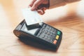 Contactless payment for purchases by card. Royalty Free Stock Photo