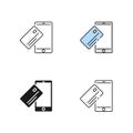 Contactless payment vector icon in line style, glyph, Lineal color. Finance, money and online banking sign