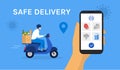 Contactless Safe food delivery. Quarantine Coronavirus Covid-19. Supermarket food delivery