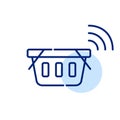 Contactless store checkout using RFID reader chip equipped shopping baskets. Pixel perfect icon