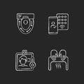 Contactless technology chalk white icons set on black background