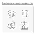 Contactless technology line icons set