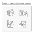 Contactless technology line icons set