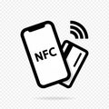 Contactless wireless payment method for the NFC logo. NFC technology will help you pay less with your mobile phone.