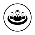 Contacts, communication, group, network, team icon. Black vector sketch.