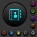 Contacts dark push buttons with color icons
