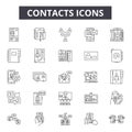 Contacts line icons, signs, vector set, outline illustration concept