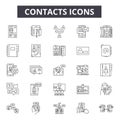 Contacts line icons, signs, vector set, outline illustration concept Royalty Free Stock Photo
