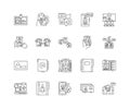 Contacts line icons, signs, vector set, outline illustration concept