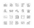Contacts line icons, signs, vector set, outline illustration concept Royalty Free Stock Photo