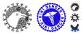 Contagion Collage Bird Flu Virus Icon with Caduceus Textured H1N1 Danger Stamp Royalty Free Stock Photo