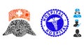 Contagion Collage Hospital Nurse Head Icon with Medicine Distress Hospital Stamp