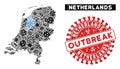 Epidemic Collage Netherlands Map with Grunge OUTBREAK Seal