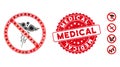 Contagion Collage No Medical Caduceus Icon with Textured Round Medical Stamp Royalty Free Stock Photo