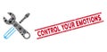 Infectious Collage Tools Icon and Grunge Control Your Emotions Seal with Lines Royalty Free Stock Photo