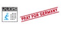 Infectious Mosaic Pray Calendar Icon and Scratched Pray for Germany Stamp with Lines