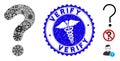 Contagion Mosaic Question Icon with Healthcare Grunge Verify Stamp