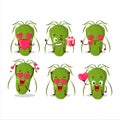 Contagious cartoon character with love cute emoticon